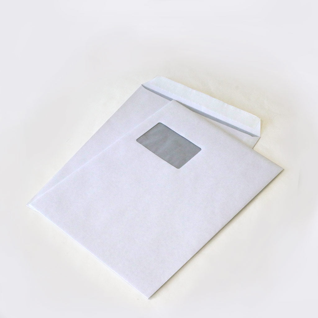 Versandtaschen C4 mit Fenster Weiß (229x324 mm) 100g/m² haftklebend (163145E)