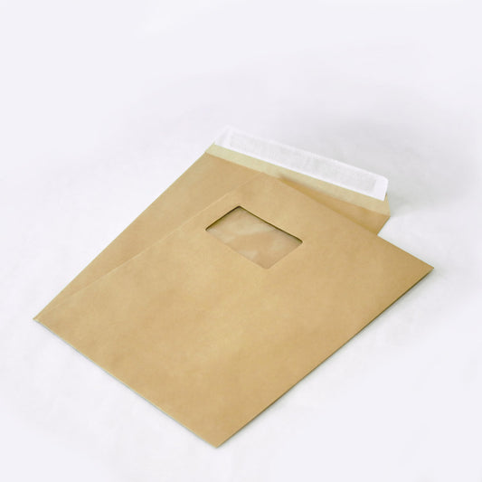 Versandtasche braun mit Fenster DIN C4 (229x324 mm) 100g/m² haftklebend (164150E)
