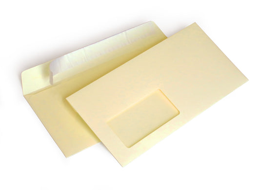 Briefumschlag mit Fenster (Vanille) DIN lang 114x229mm 120g/m² haftklebend (200AF)