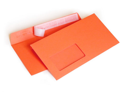 Briefumschlag mit Fenster (Orange) DIN lang  114x229mm 120g/m² haftklebend (205AF)