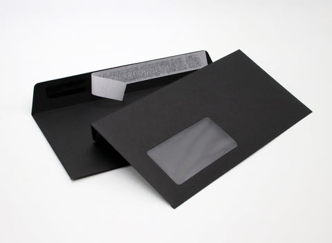 Briefumschlag mit Fenster (Schwarz) DIN lang 114x229mm 120g/m² haftklebend  (214AF)