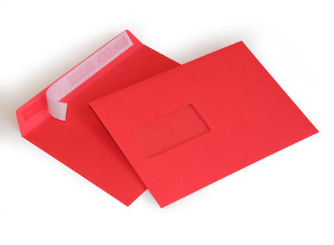 Briefumschlag mit Fenster (rot) DIN C5 162 x 229 mm 120g/m² haftklebend (306AF)