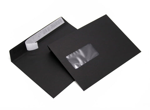 Briefumschlag mit Fenster (schwarz) DIN C5 162 x 229 mm 120g/m² haftklebend (314AF)