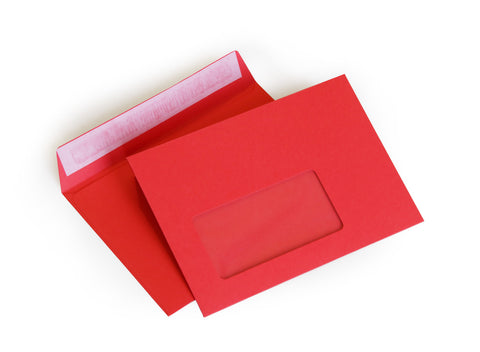 Briefumschlag mit Fenster (Rot) DIN C6 114x162 mm 120g/m² haftklebend (506AF)