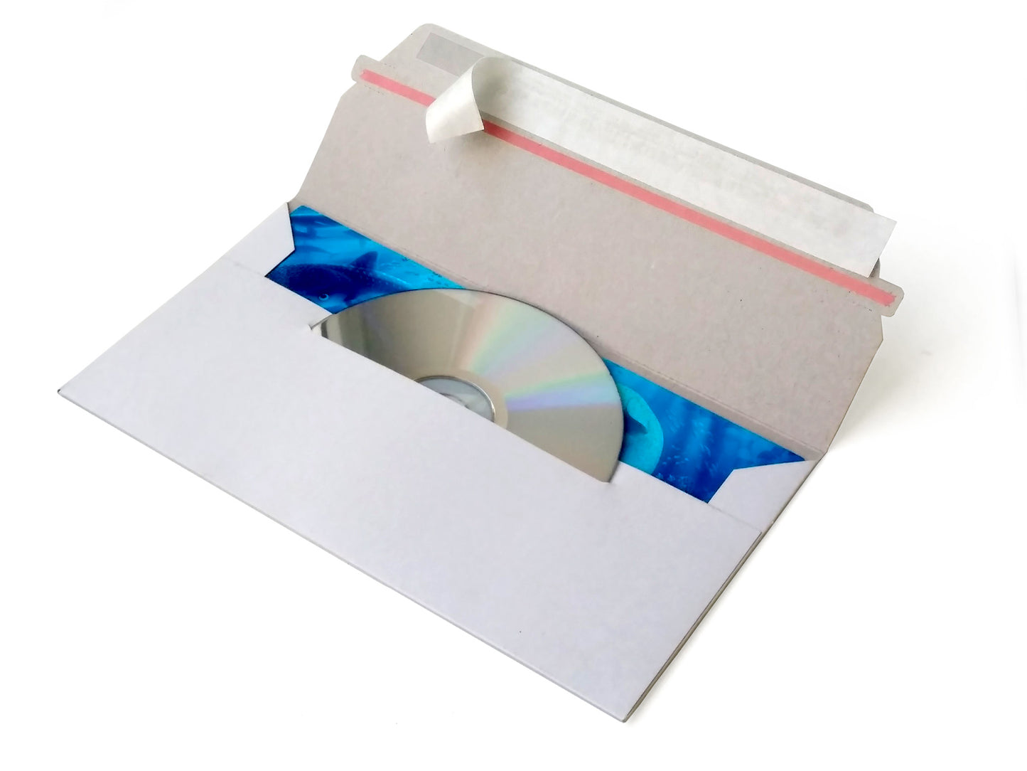 Medienversandverpackung weiß Vollpappe (PS.092) Din Lang mit Fenster für CD und Brief